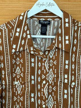 Wrangler Retro Pearl Snap Aztec Print Button Up Shirt Women's size XXL